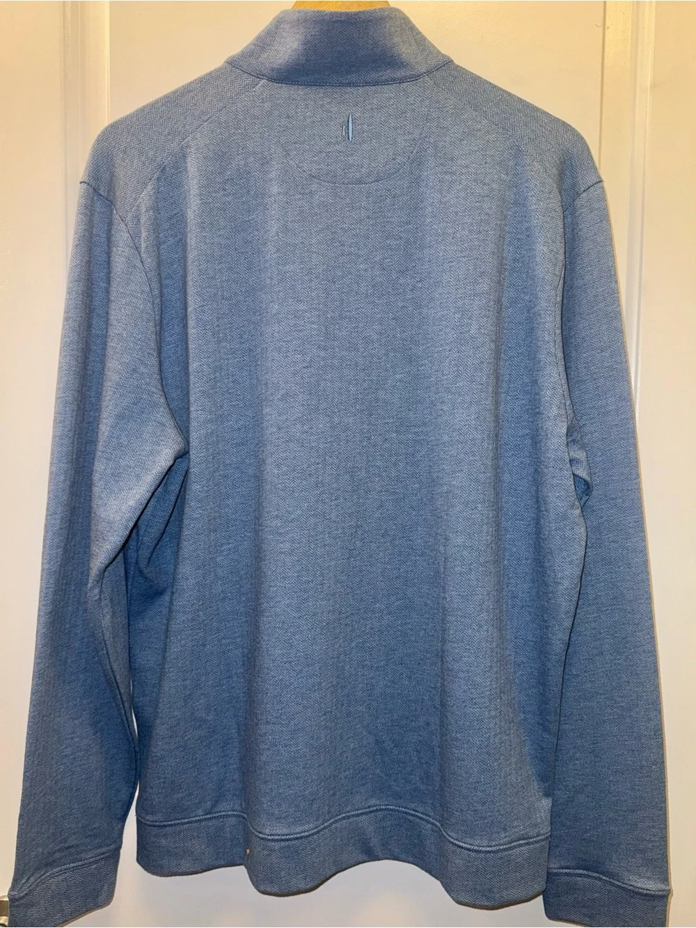 johnnie-O “Rubin” Herringbone Quarter-Zip Cotton/Cashmere Pullover in “Maliblu”